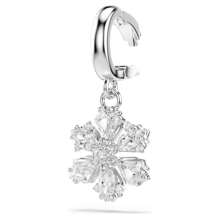 Idyllia charm Mixed cuts, Snowflake, White, Rhodium plated